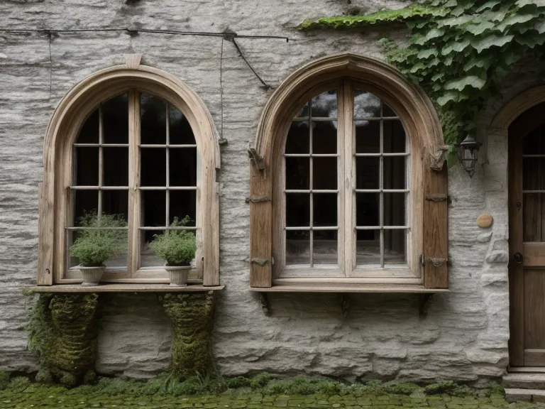 Blick aus dem Altbaufenster in der Regensburger Altstadt auf den ruhigen Hinterhof mit Steinbrunnen