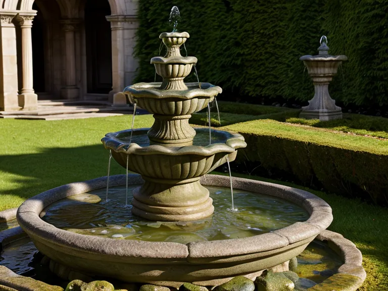 Steinbrunnen im Innenhof als Bild für die Ruhe an einem freien Vormittag